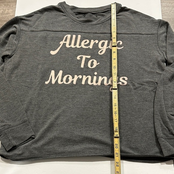 Vintage distressed Heather Gray Long Sleeve Shirt Allergic to Mornings  Large - Picture 5 of 6